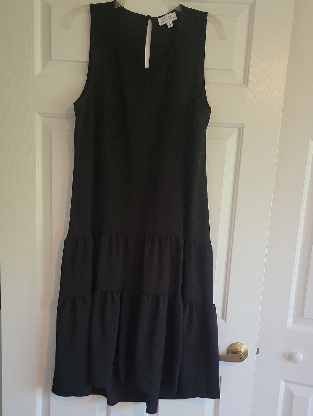 Sleeveless Black Tiered Midi Dress By Tahari Arthur S. Levine, Size L